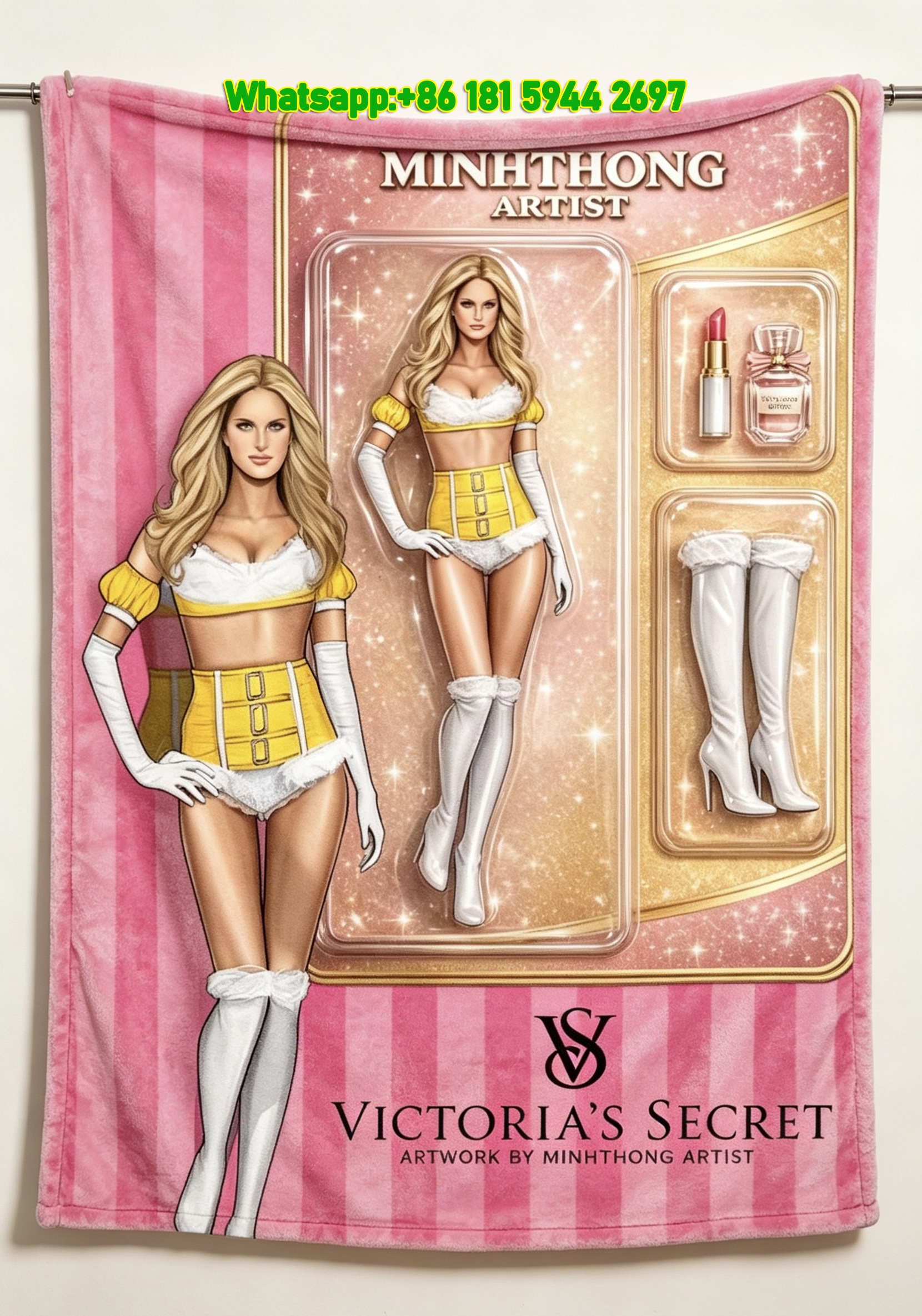 Victoria's Secret Angel Doll Art Flannel Fleece Throw Blanket V176